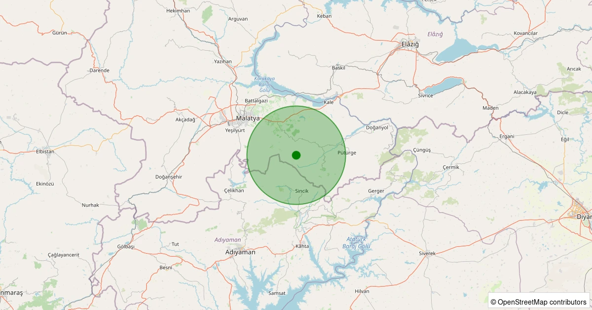 28 Kasım 2025 saat 22:57 - Battalgazi - Yaygın Köyü - 0.90ML depreminin harita gösterimi