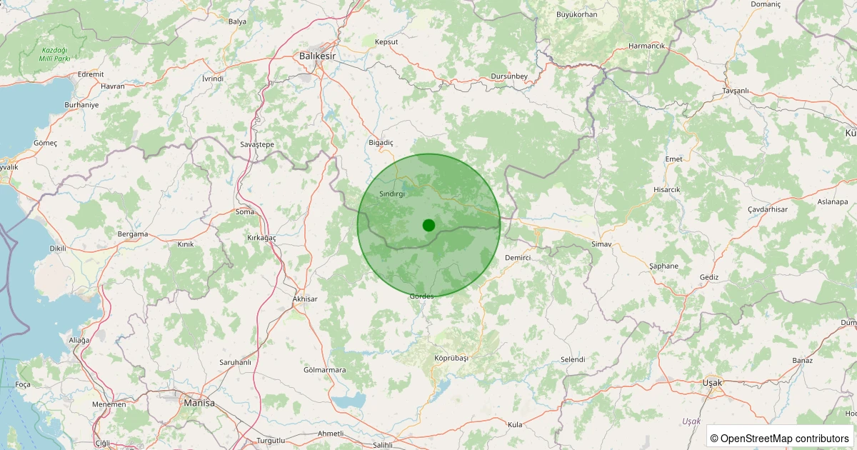 29 Kasım 2025 saat 00:48 - Sındırgı - Küçükdağdere - 1.10ml depreminin harita gösterimi
