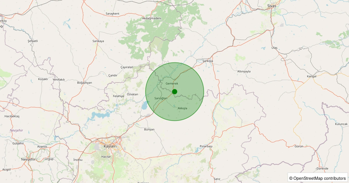 29 Kasım 2025 saat 03:00 - Gemerek - Beştepeler Köyü - 1.70ml depreminin harita gösterimi