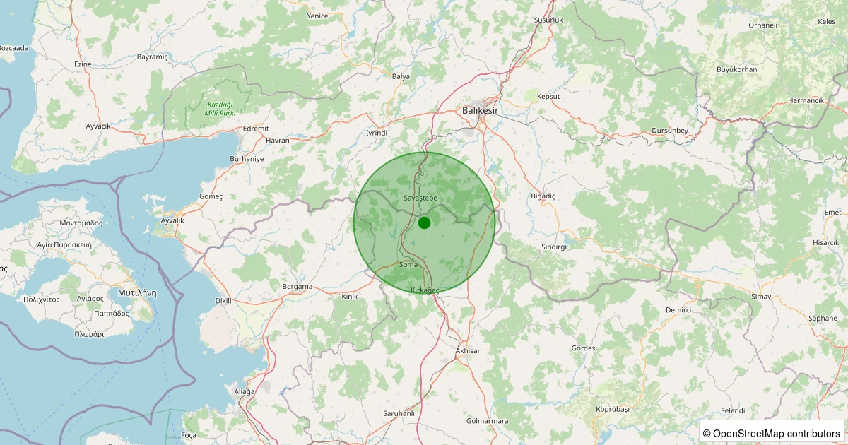 29 Kasım 2025 saat 03:33 - Soma - Göktaş - 1.20ml depreminin harita gösterimi