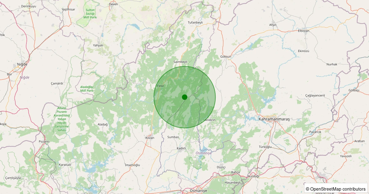 29 Kasım 2025 saat 04:35 - Kozan - Akçalıuşağı - 1.30ml depreminin harita gösterimi