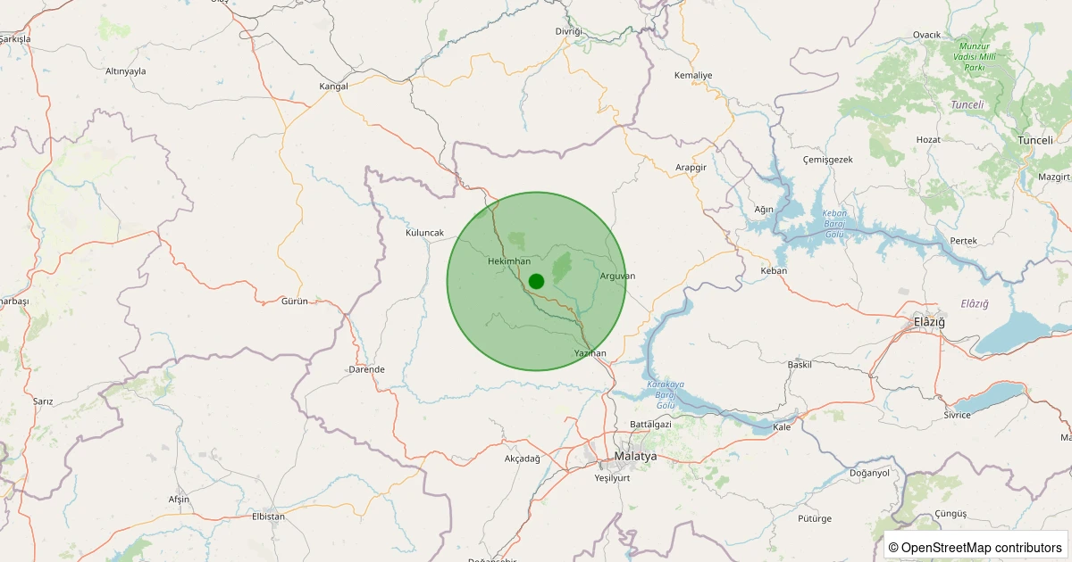 29 Kasım 2025 saat 04:32 - Hekimhan - Kocaözü Köyü - 1.30ml depreminin harita gösterimi