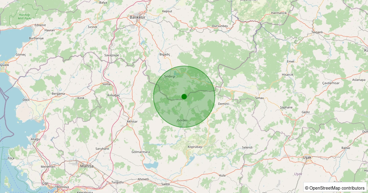 29 Kasım 2025 saat 05:26 - Sındırgı - Yüreğil/Merkez - 1.50ml depreminin harita gösterimi