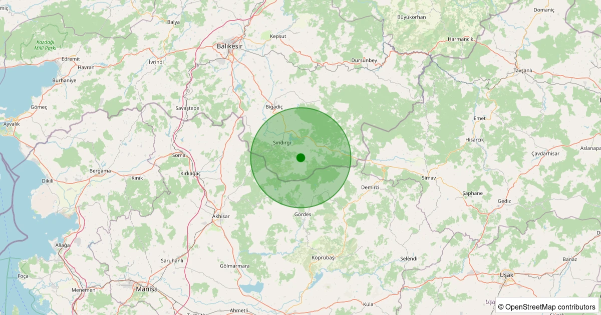 29 Kasım 2025 saat 06:06 - Sındırgı - Işıklar - 1.20ml depreminin harita gösterimi