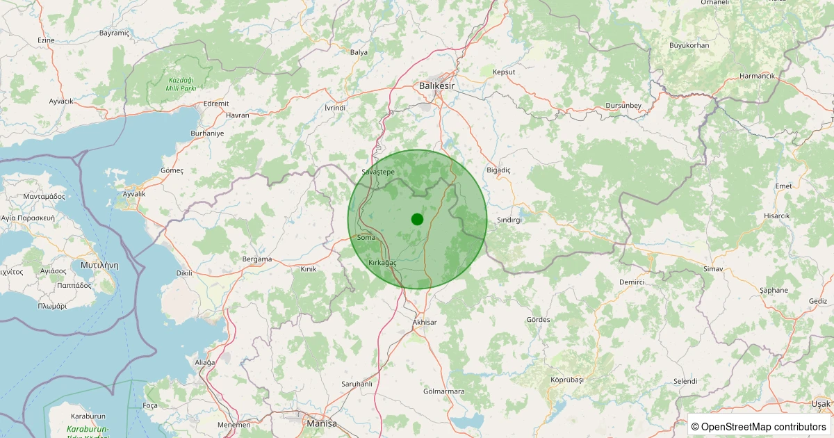 29 Kasım 2025 saat 07:41 - Kırkağaç - Bademli - 1.20ml depreminin harita gösterimi