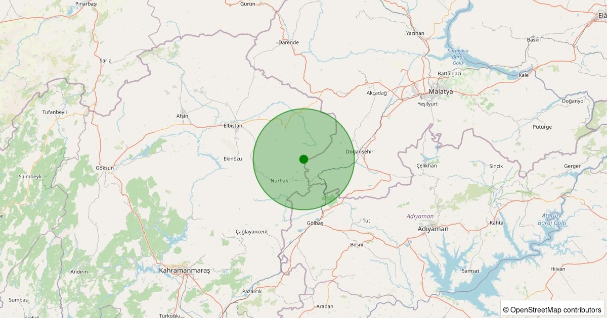 29 Kasım 2025 saat 07:44 - Elbistan - Karahasanuşağı Köyü - 2.00ML depreminin harita gösterimi