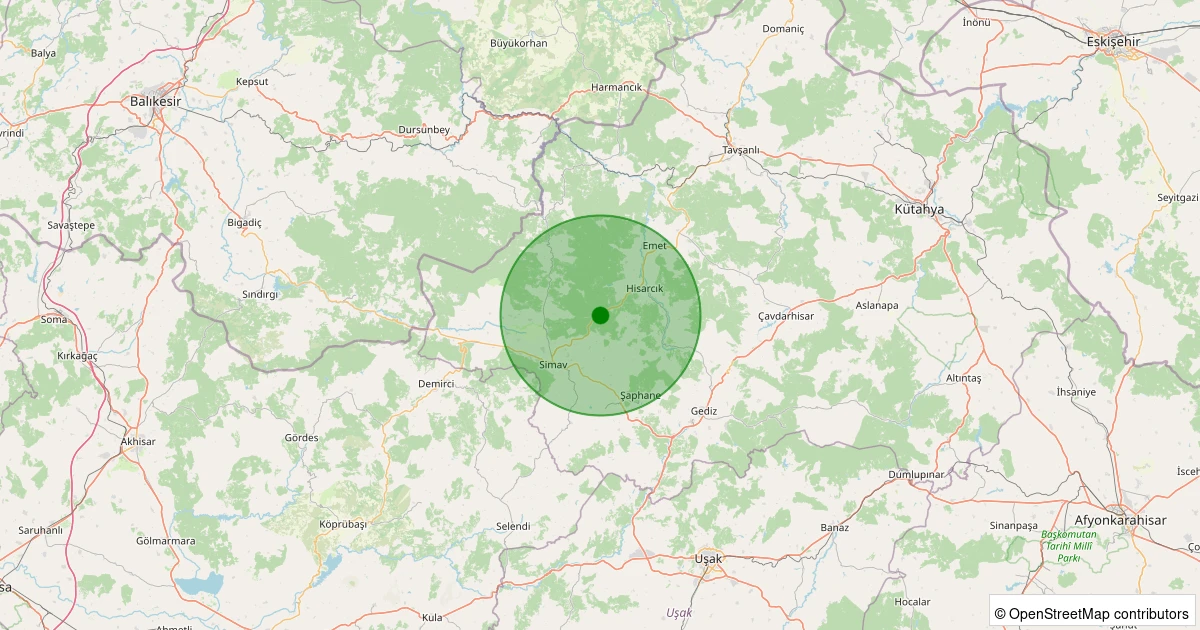 28 Kasım 2025 saat 08:08 - Hisarcık - Tokat Köyü - 1.30ml depreminin harita gösterimi