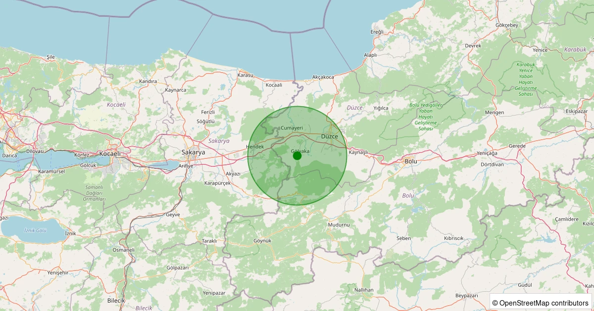 28 Kasım 2025 saat 07:29 - Gölyaka - Taşlık Köyü - 1.60ml depreminin harita gösterimi