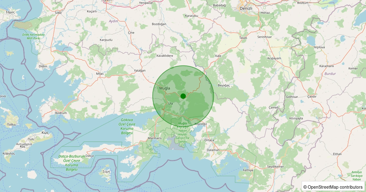 28 Kasım 2025 saat 06:16 - Menteşe - Yaraş - 1.30ml depreminin harita gösterimi