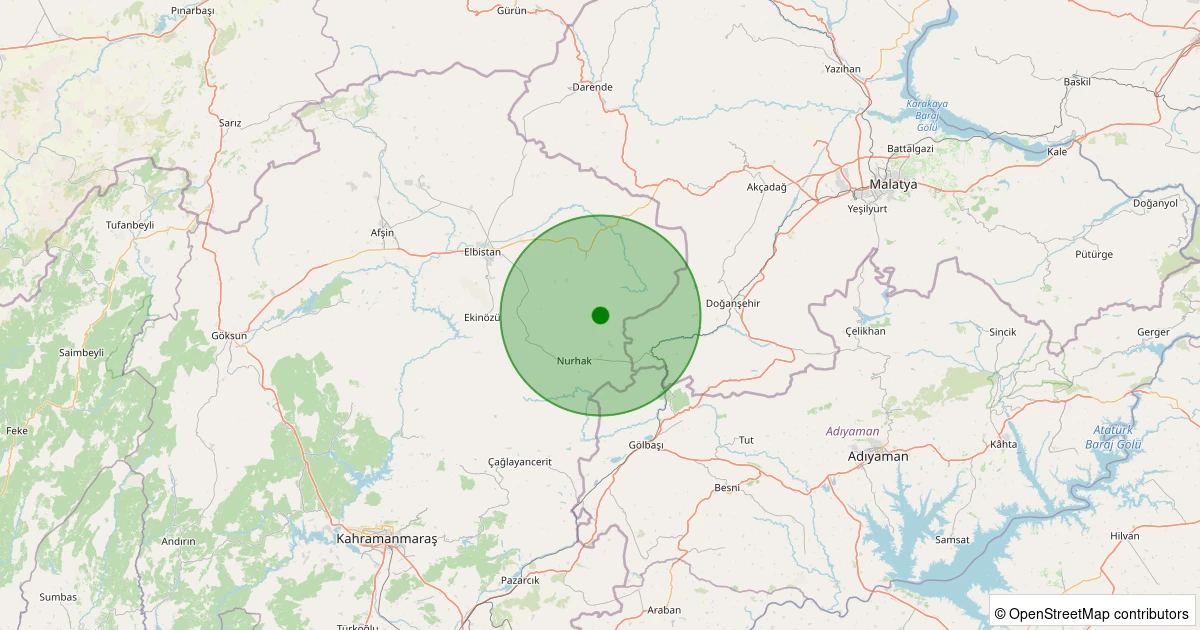 28 Kasım 2025 saat 03:51 - Elbistan - Karahasanuşağı Köyü - 1.10ml depreminin harita gösterimi