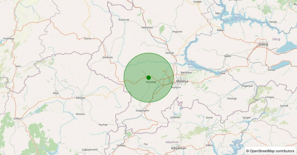27 Kasım 2025 saat 07:29 - Akçadağ - Doğanlar - 1.40ml depreminin harita gösterimi
