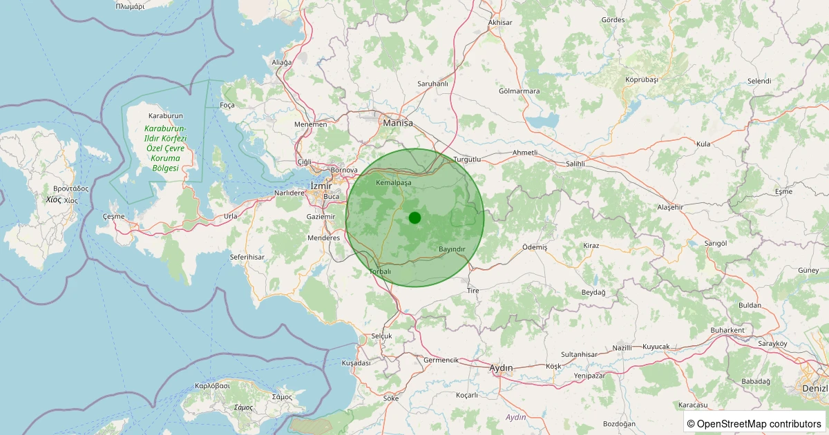 26 Kasım 2025 saat 10:23 - Kemalpaşa - Cumalı - 1.30ml depreminin harita gösterimi