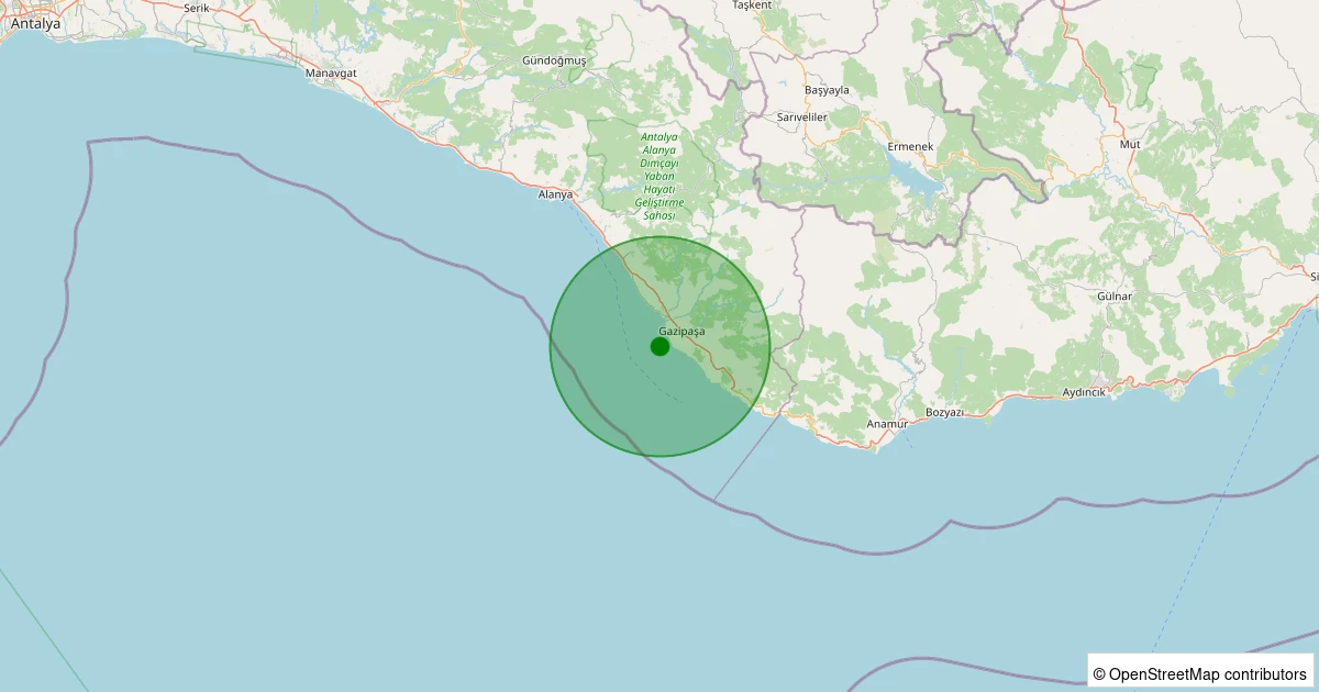 29 Kasım 2025 saat 09:02 - GAZIPASA - 2.10ml depreminin harita gösterimi