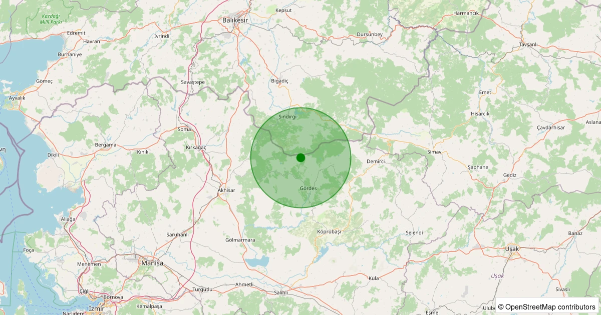 29 Kasım 2025 saat 09:49 - Gördes - Dutluca - 1.30ML depreminin harita gösterimi