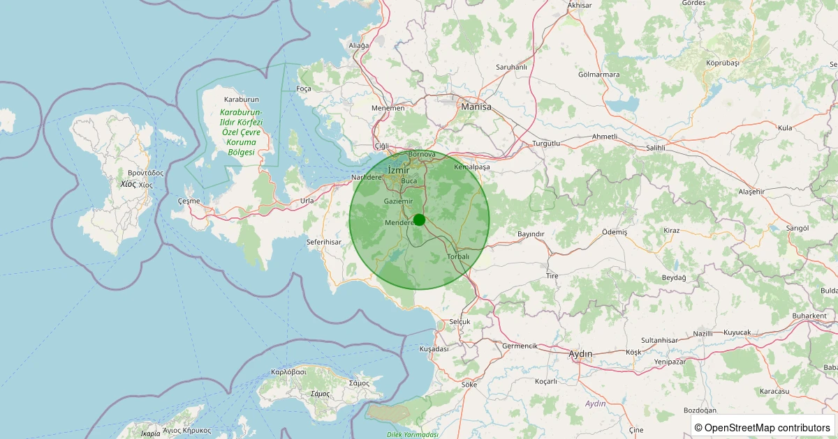 29 Kasım 2025 saat 11:47 - Menderes - Oğlananası - 1.70ml depreminin harita gösterimi