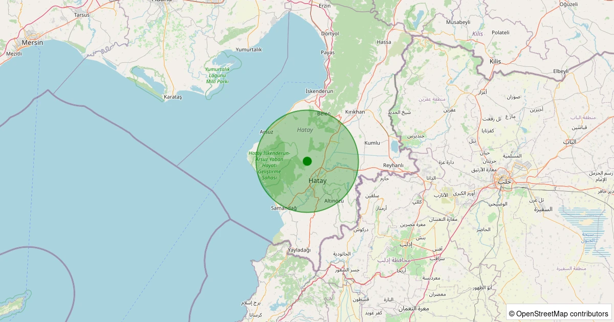 29 Kasım 2025 saat 13:02 - Antakya - 2.90ML depreminin harita gösterimi