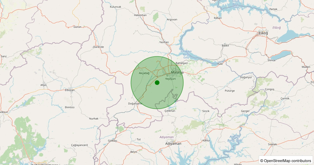 29 Kasım 2025 saat 12:51 - Yeşilyurt - Cafana - 1.00ml depreminin harita gösterimi