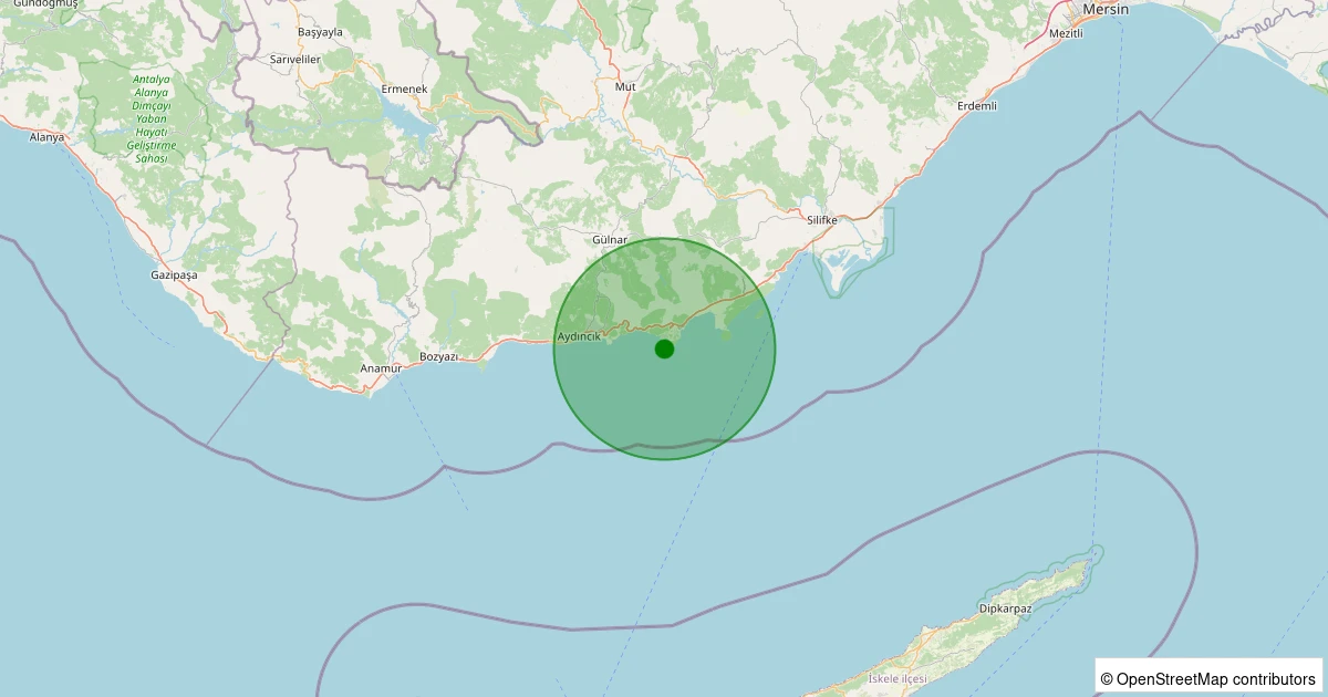 29 Kasım 2025 saat 13:34 - YANISLI-GULNAR - 1.20ml depreminin harita gösterimi