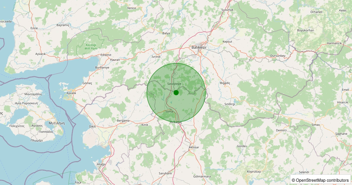 29 Kasım 2025 saat 14:34 - Soma - Yağcılı - 1.60ML depreminin harita gösterimi