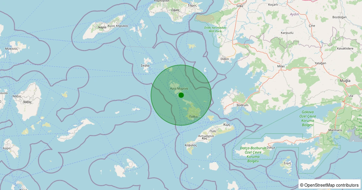 29 Kasım 2025 saat 17:39 - Ege Denizi - [34.46 km] Bodrum (Muğla) - 2.10ML depreminin harita gösterimi