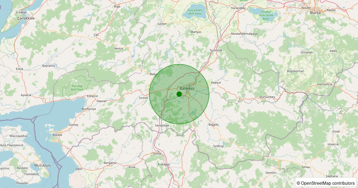29 Kasım 2025 saat 19:25 - Altıeylül - Gökköy - 1.40ML depreminin harita gösterimi