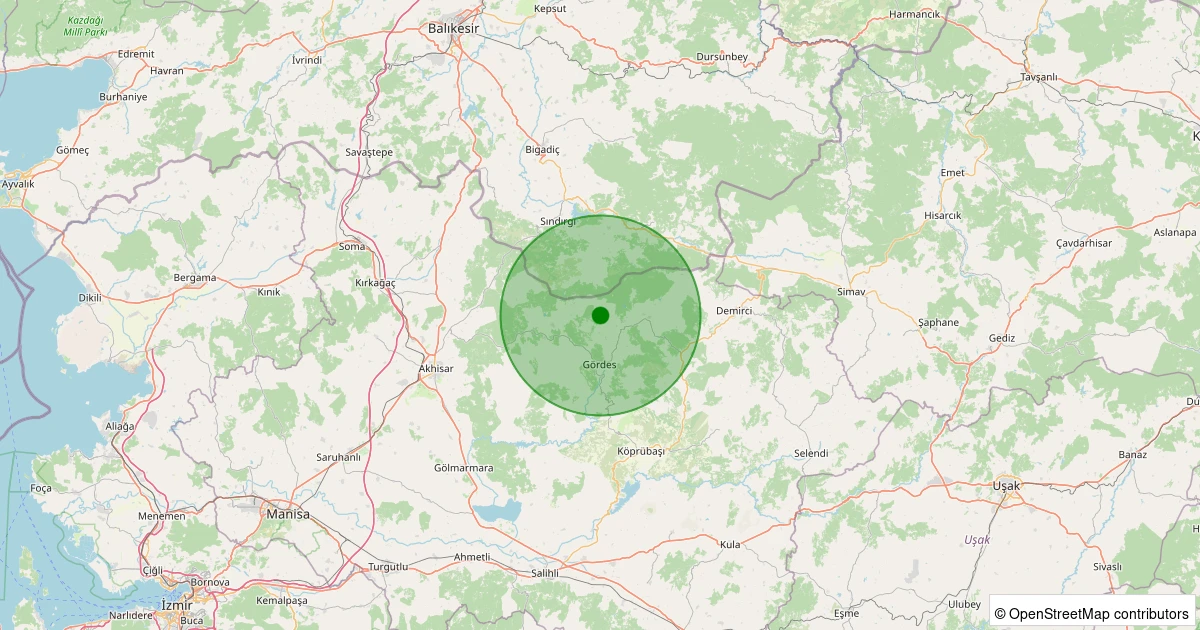 29 Kasım 2025 saat 19:49 - Gördes - 1.40ml depreminin harita gösterimi