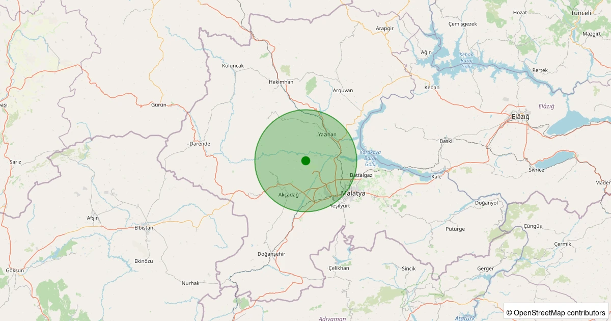 29 Kasım 2025 saat 21:56 - Akçadağ - Ilıcak - 1.60ml depreminin harita gösterimi