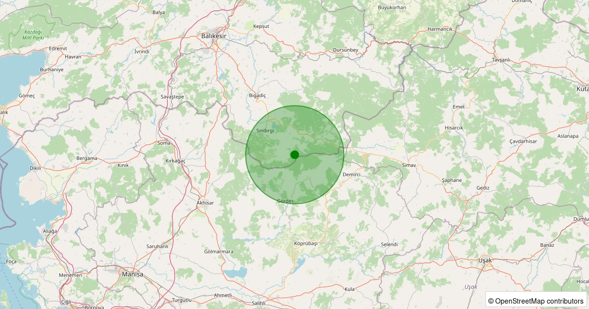 29 Kasım 2025 saat 22:35 - Sındırgı - Küçükdağdere - 1.80ML depreminin harita gösterimi