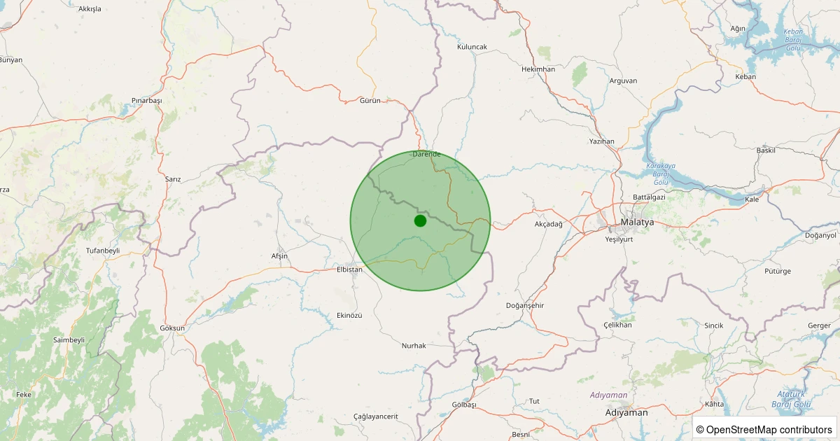 30 Kasım 2025 saat 00:52 - Elbistan - Yoğunsöğüt Köyü - 1.70ml depreminin harita gösterimi