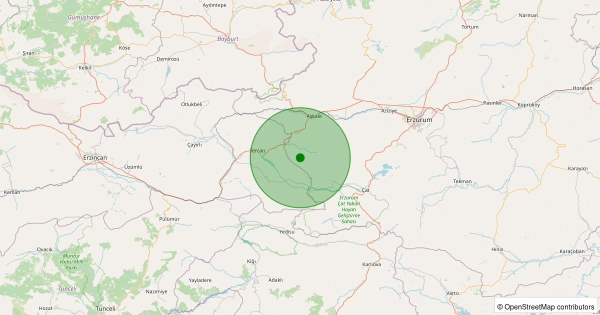 30 Kasım 2025 saat 01:01 - Aşkale - Akören - 2.30ml depreminin harita gösterimi