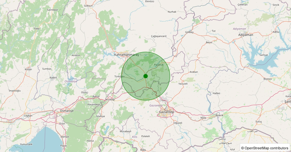 30 Kasım 2025 saat 01:45 - Pazarcık - Kadıncık - 1.20ML depreminin harita gösterimi