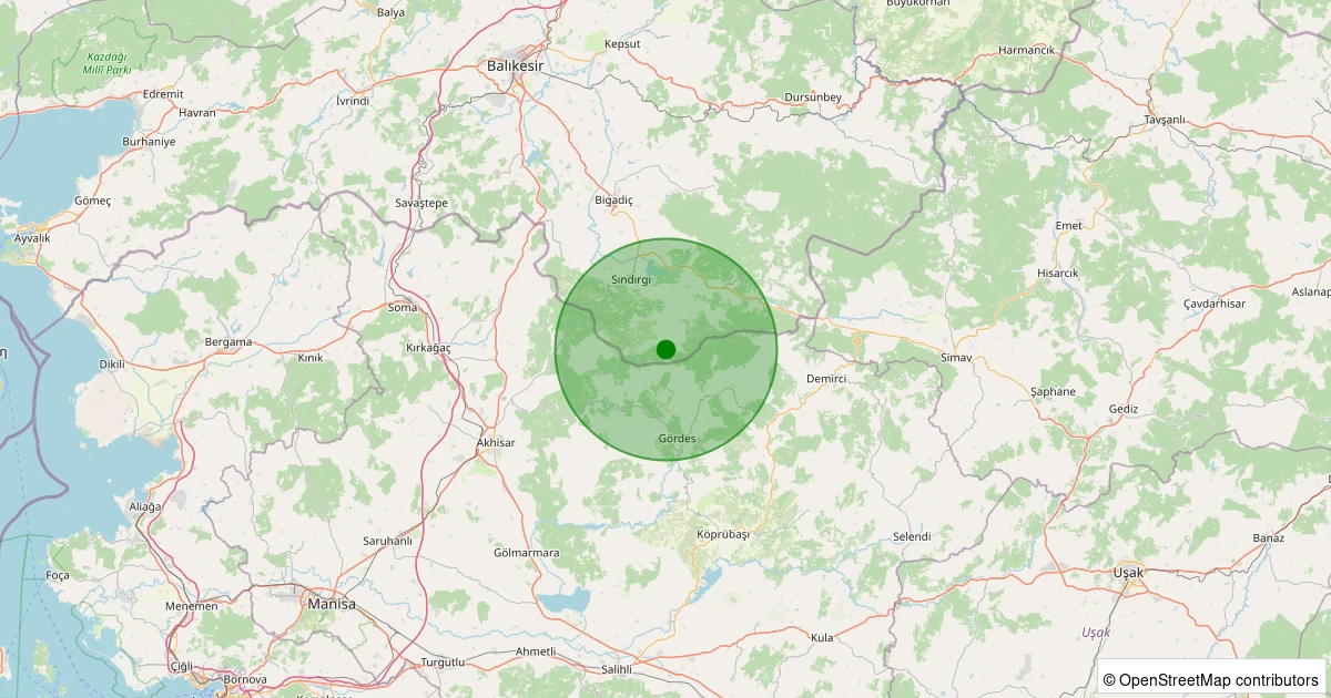 30 Kasım 2025 saat 03:22 - Sındırgı - 0.70ml depreminin harita gösterimi