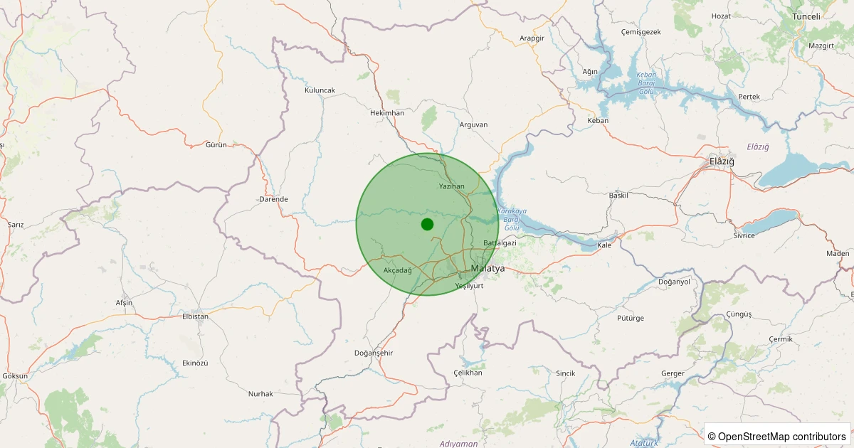 30 Kasım 2025 saat 04:41 - Akçadağ - Ilıcak - 1.50ML depreminin harita gösterimi