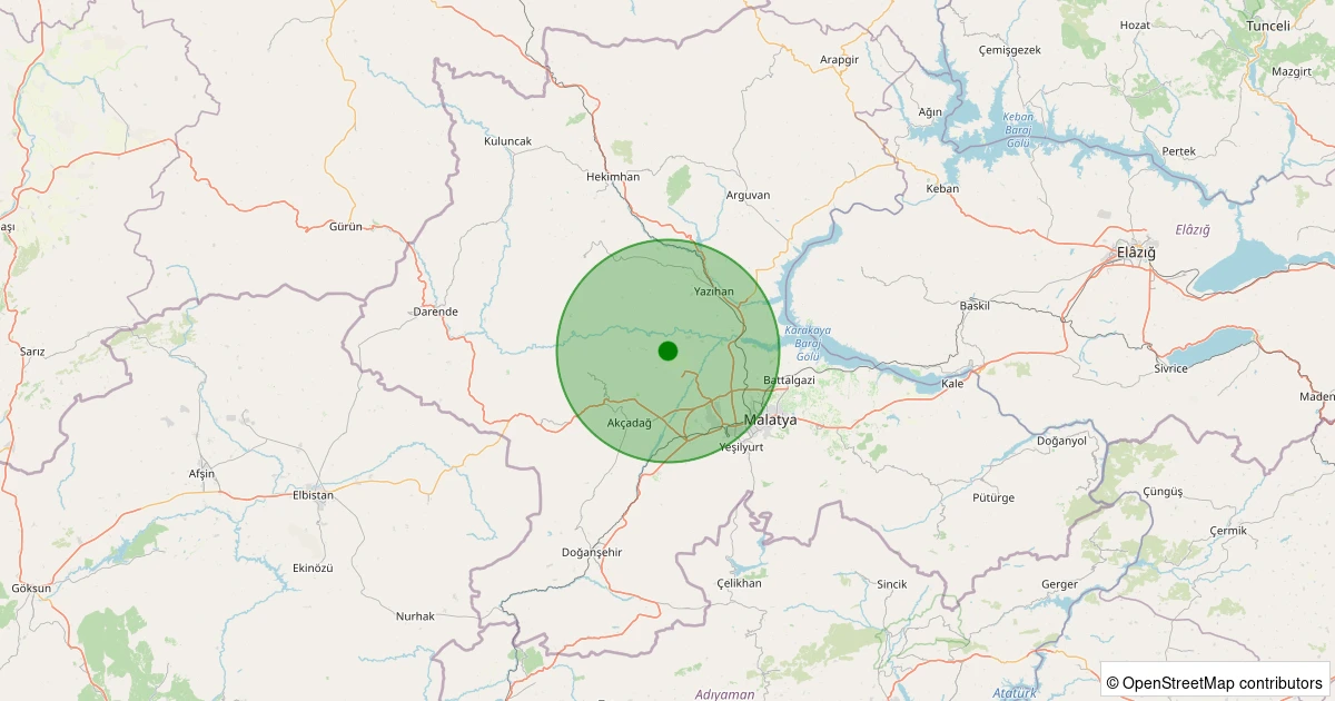 30 Kasım 2025 saat 04:41 - Akçadağ - Ilıcak - 1.60ml depreminin harita gösterimi