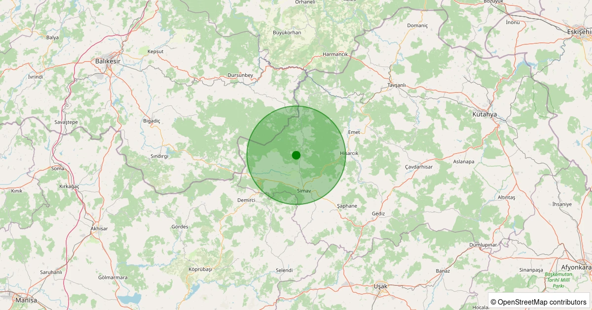 30 Kasım 2025 saat 04:48 - Simav - Yeniler Köyü - 1.70ML depreminin harita gösterimi
