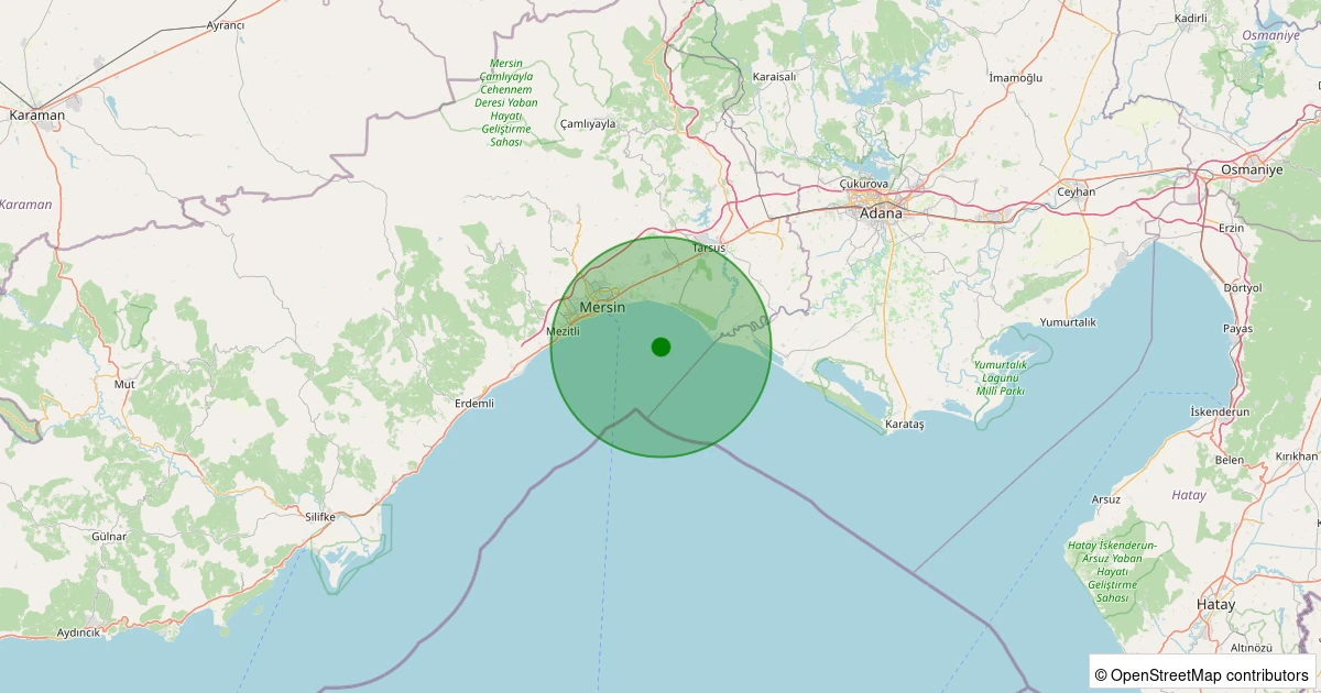 30 Kasım 2025 saat 05:07 - MERSIN - 2.30ml depreminin harita gösterimi
