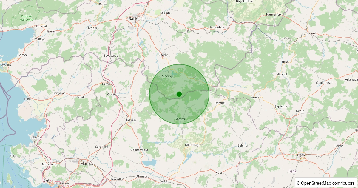 30 Kasım 2025 saat 05:07 - Sındırgı - Yüreğil/Merkez - 1.40ml depreminin harita gösterimi