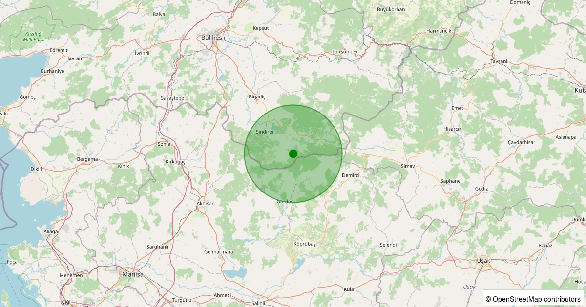 30 Kasım 2025 saat 05:28 - Sındırgı - Küçükdağdere - 1.60ml depreminin harita gösterimi