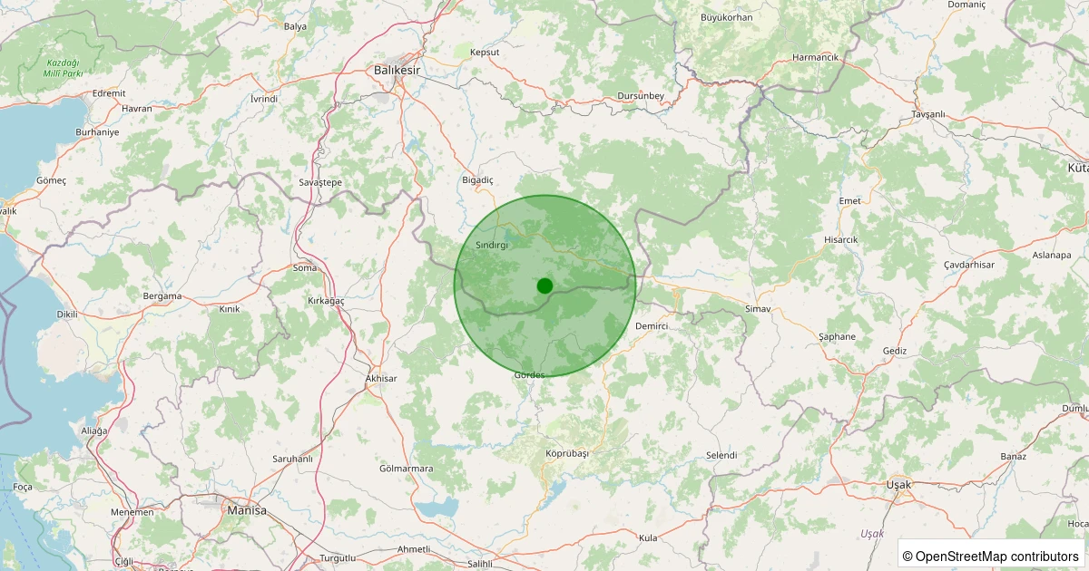 30 Kasım 2025 saat 05:28 - Sındırgı - Küçükdağdere - 1.50ML depreminin harita gösterimi