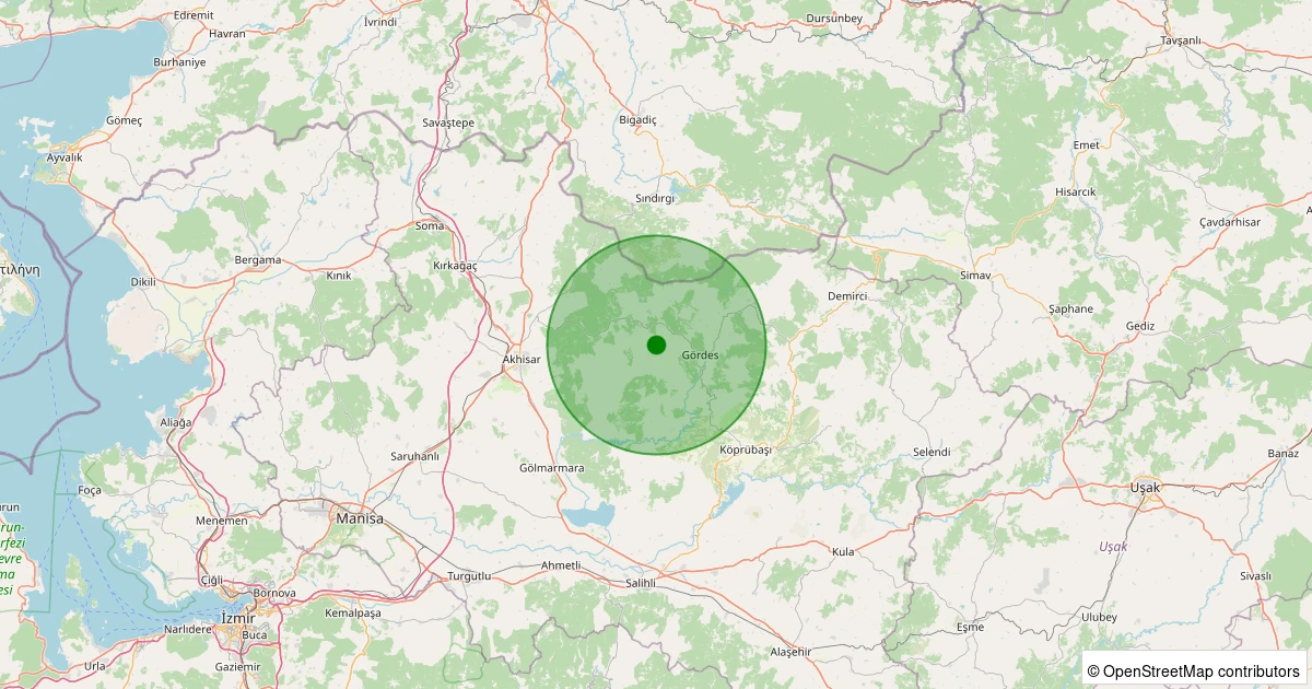 30 Kasım 2025 saat 05:45 - Gördes - Kayacık - 1.30ml depreminin harita gösterimi