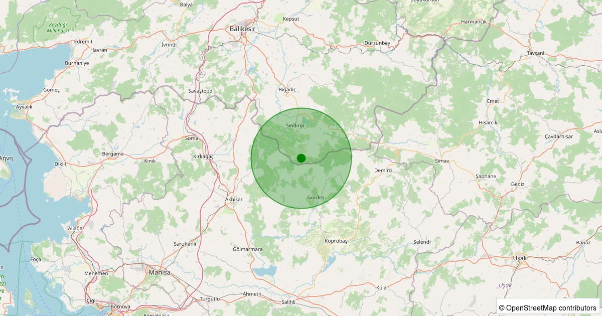 30 Kasım 2025 saat 05:58 - Sındırgı - 0.80ml depreminin harita gösterimi