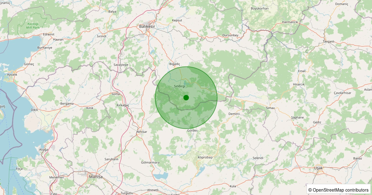 30 Kasım 2025 saat 05:50 - Sındırgı - Bayraklı - 2.00ML depreminin harita gösterimi