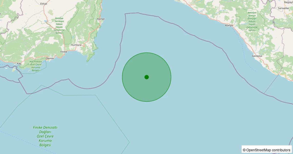 30 Kasım 2025 saat 06:49 - AKDENIZ - 2.60ml depreminin harita gösterimi