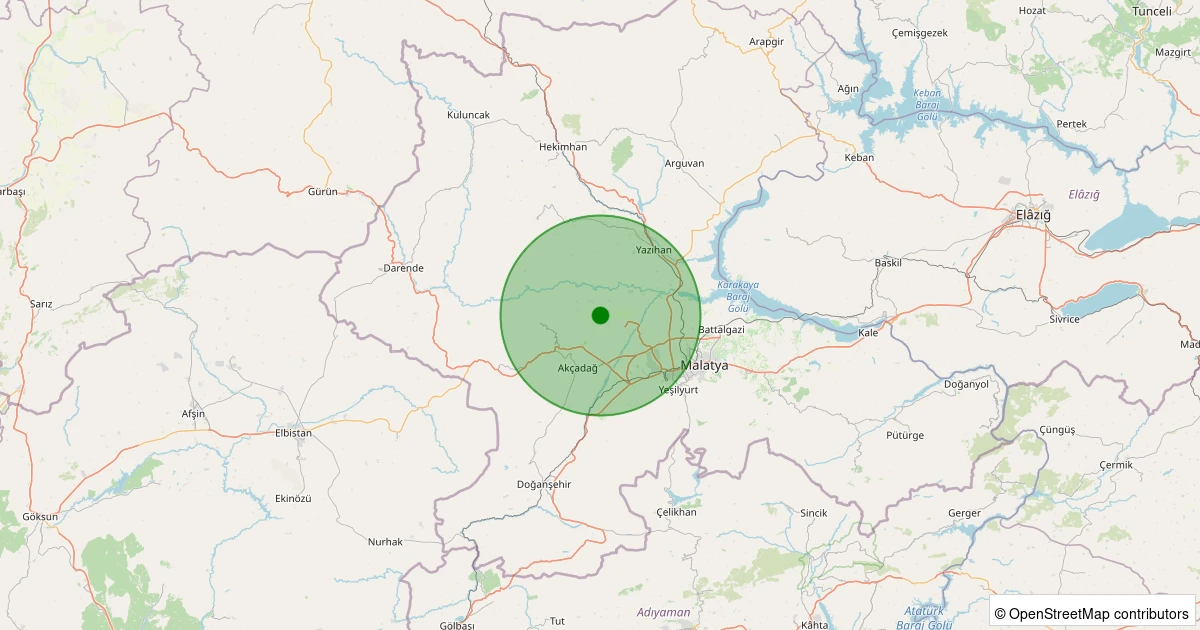 30 Kasım 2025 saat 06:22 - Akçadağ - Yukarıörükçü - 1.30ml depreminin harita gösterimi