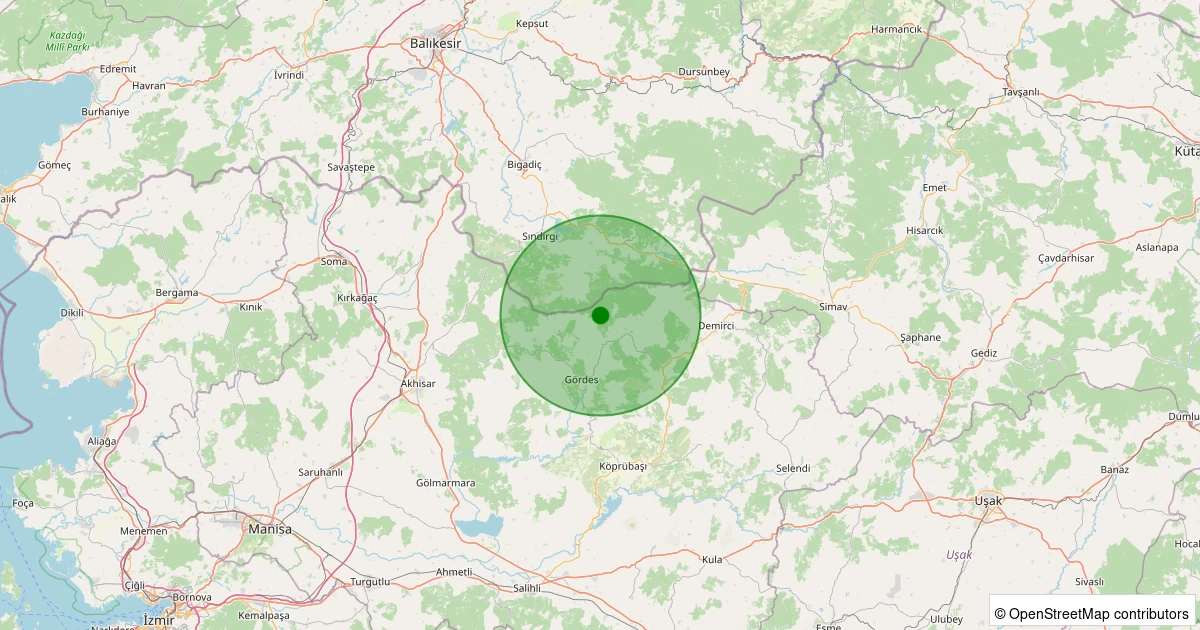 30 Kasım 2025 saat 08:06 - Gördes - Şeyhyayla - 1.10ml depreminin harita gösterimi
