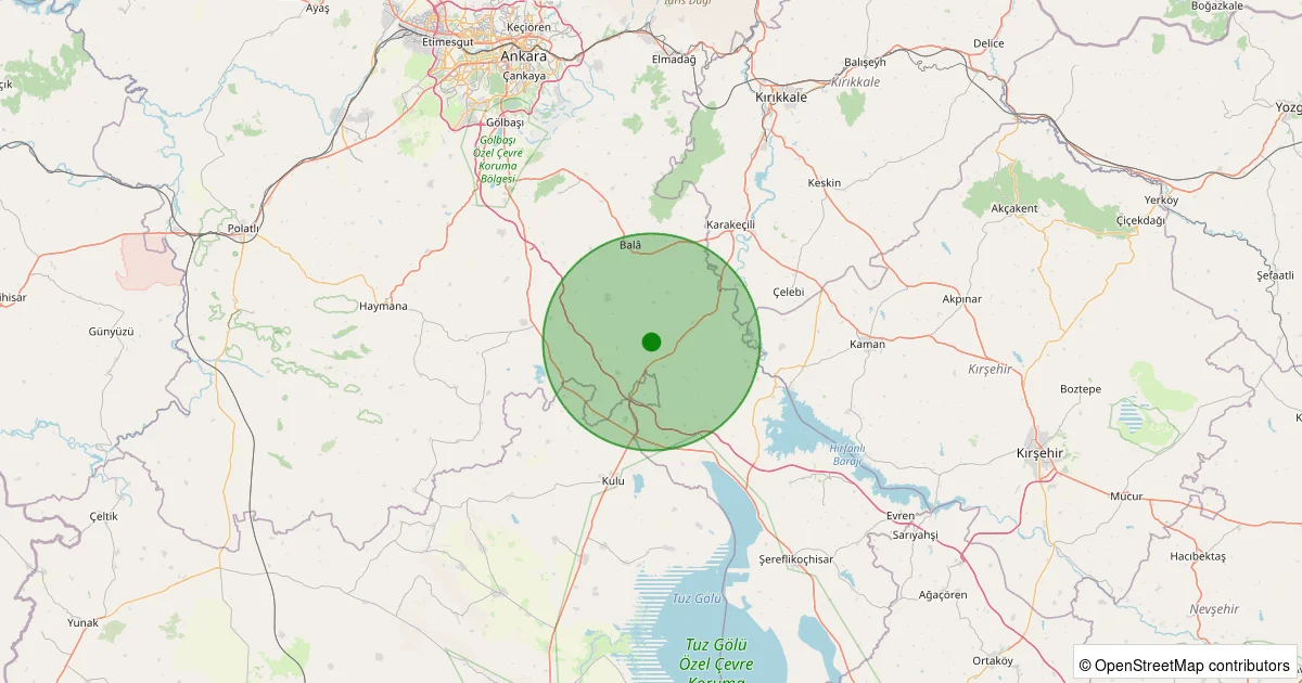 12 Ekim 2025 saat 21:11 - Bala - 1.60ml depreminin harita gösterimi