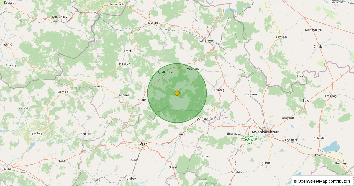 30 Kasım 2025 saat 11:36 - Aslanapa - Tokul Köyü - 4.00MW depreminin harita gösterimi