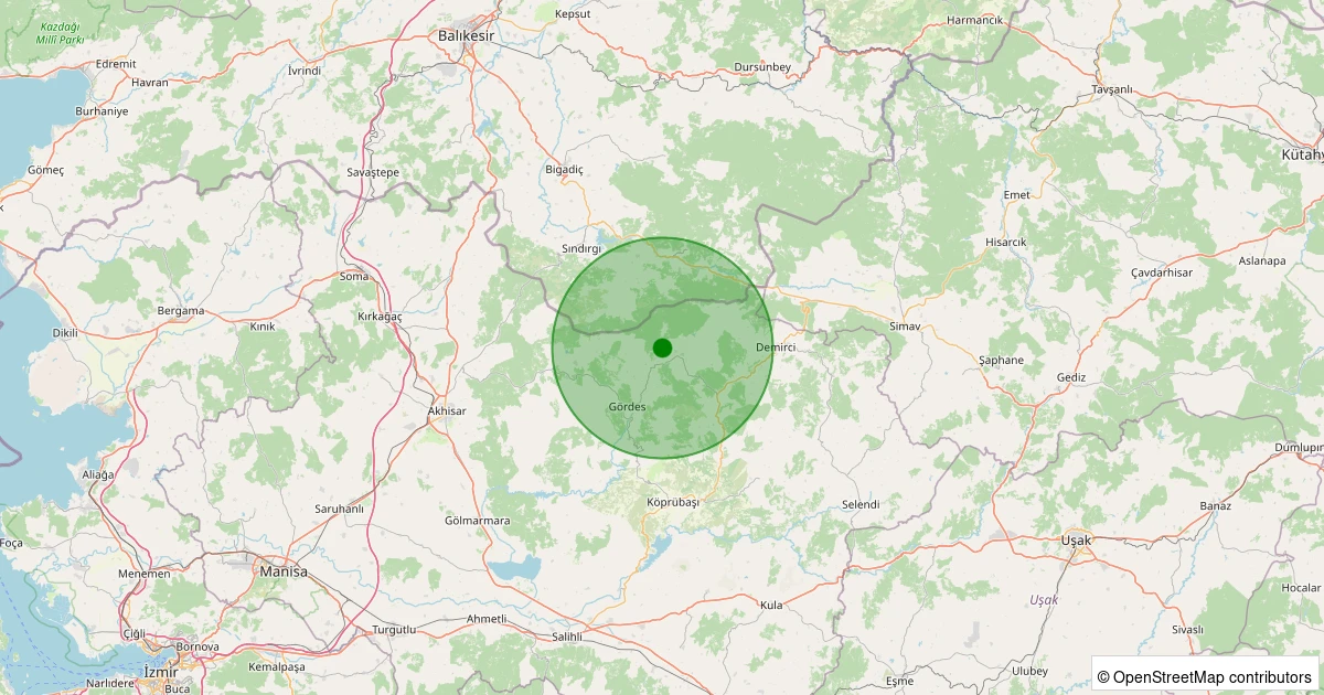 30 Kasım 2025 saat 11:20 - Gördes - 1.30ml depreminin harita gösterimi