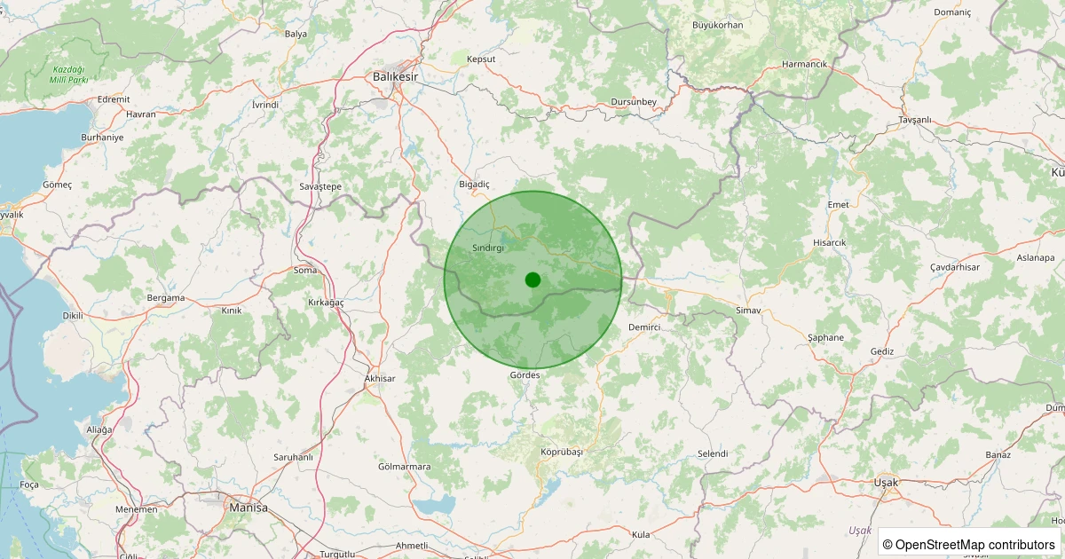 30 Kasım 2025 saat 11:51 - Sındırgı - Küçükdağdere - 1.00ml depreminin harita gösterimi