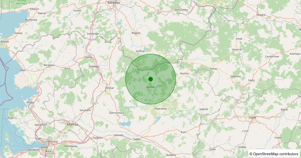 30 Kasım 2025 saat 11:51 - Gördes - Efendili - 1.10ml depreminin harita gösterimi